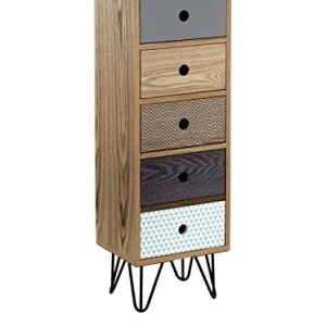 Wink design, Odense, Comò Alto cassettiera 5 Cassetti, Legno, Multicolore, 25 x 30 x 90 cm