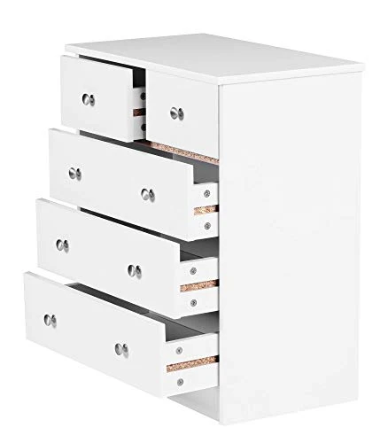 Wohnling Metalloody B01 Comò, Truciolare / Metallo, Bianco / Argento