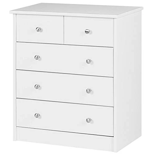 Wohnling Metalloody B01 Comò, Truciolare / Metallo, Bianco / Argento