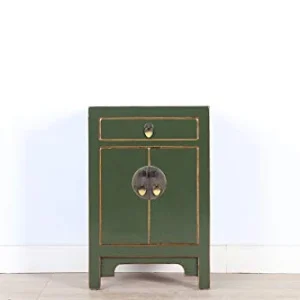 Yajutang Cassettiera cinese comodino legno massello verde oliva