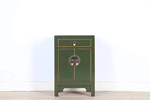 Yajutang Cassettiera cinese comodino legno massello verde oliva