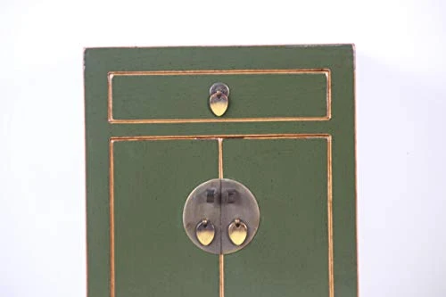 Yajutang Cassettiera cinese comodino legno massello verde oliva