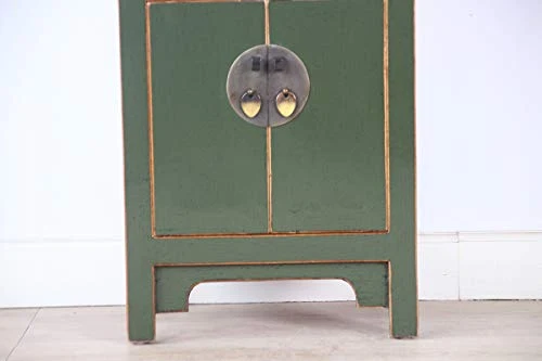 Yajutang Cassettiera cinese comodino legno massello verde oliva