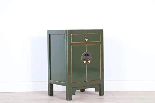 Yajutang Cassettiera cinese comodino legno massello verde oliva