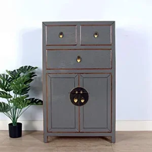 Yajutang - Cassettiera cinese con 3 cassetti, 2 ante, colore: grigio