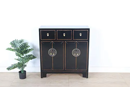 Yajutang cassettiera cinese profondità 25 cm orientale/asiatico stile nero