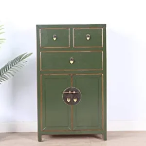 Yajutang credenza cassettiera cinese 3 cassetti 2 ante verde oliva