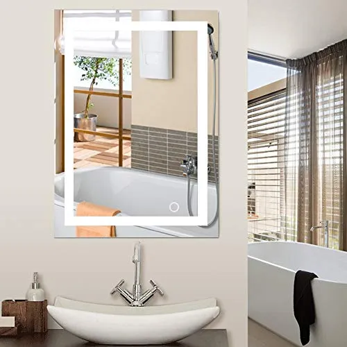 YJIIJY Specchio da Bagno LED, Specchio per Trucco da Parete con Touch Control, Colore Chiaro Freddo/Caldo Regolabile (50 x...