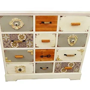 Zelda Bomboniere Cassettiera Legno 94x34,5x83 Artigianale Stile Rustico