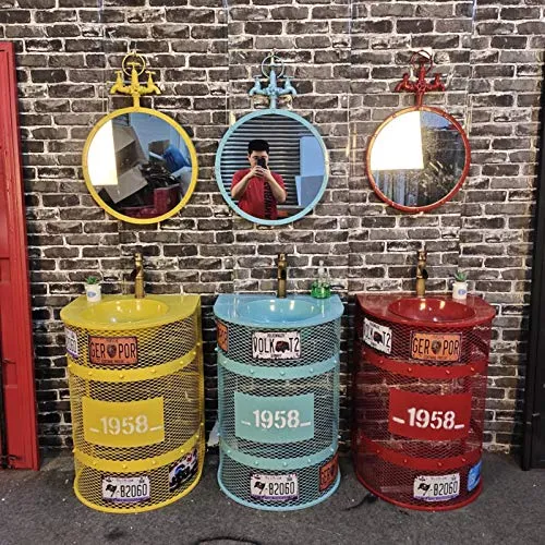ZTGL Armadietti Vanità Lavabo Mobili da Bagno Mobili Autoportante, Mobile Lavabo Stile Industriale con Lavabo e Rubinetto...