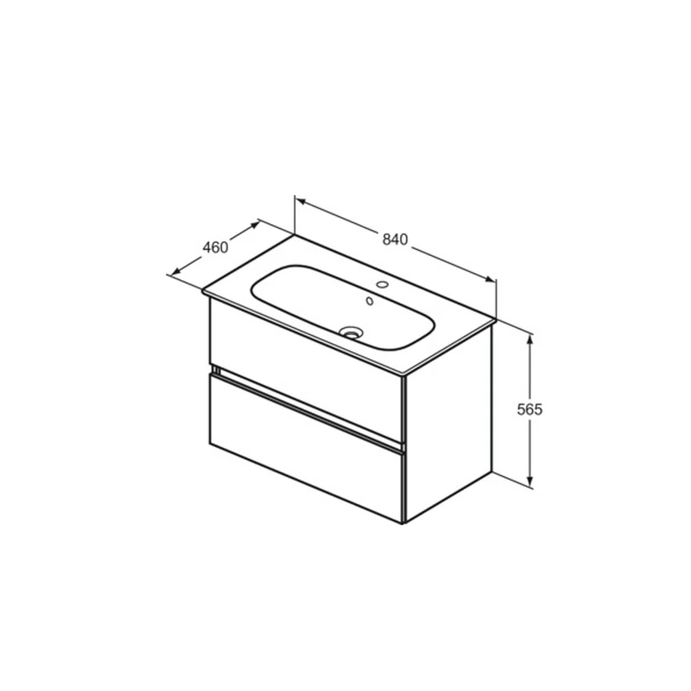 Mobile sospeso con lavabo ceramica da 84x46 con con doppio cassetto chiusura rallentata finitura Bianco Laccato Lucido Ide...