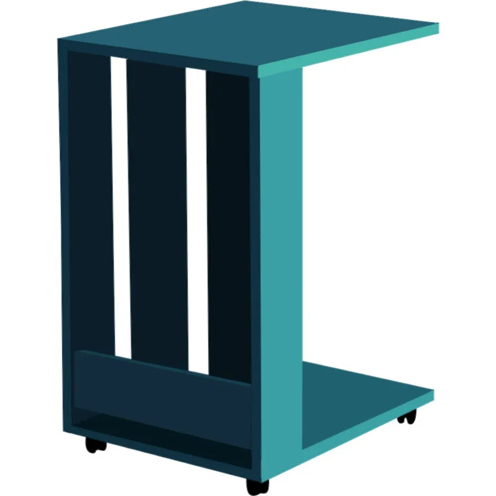Tavolino Ausiliario con Ruote Design Moderno Mobile Letto Divano Colore Turchese