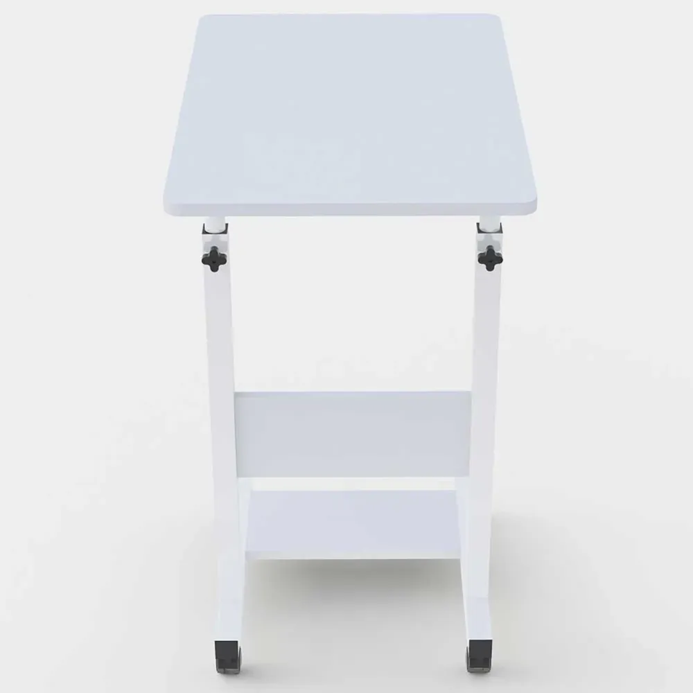 Tavolo Scrivania Porta Pc Computer Regolabile Tavolino Letto Divano Ruote Bianco