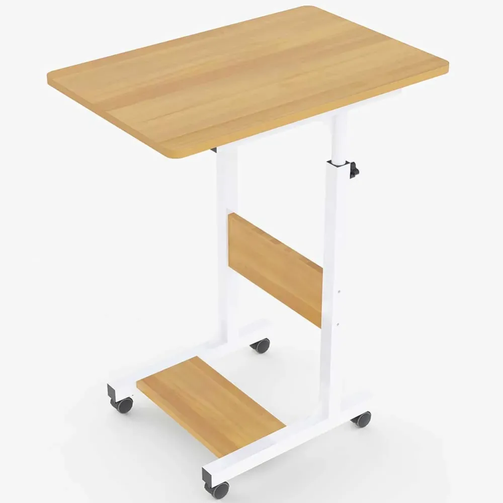 Tavolo Scrivania Porta Pc Computer Regolabile Tavolino Letto Divano Ruote Beige