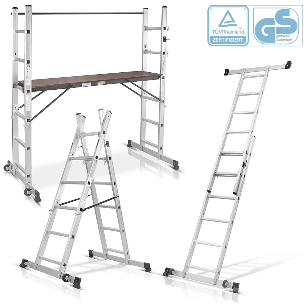 Steelworks Ladder Test LG-270 ST 150 kg di capacità di carico, 3 su 1 conduttore multiuso / conduttore pieghevole allumini...