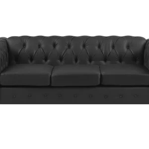 Divano 3 posti pelle sintetica nera CHESTERFIELD per Protezione Superfici