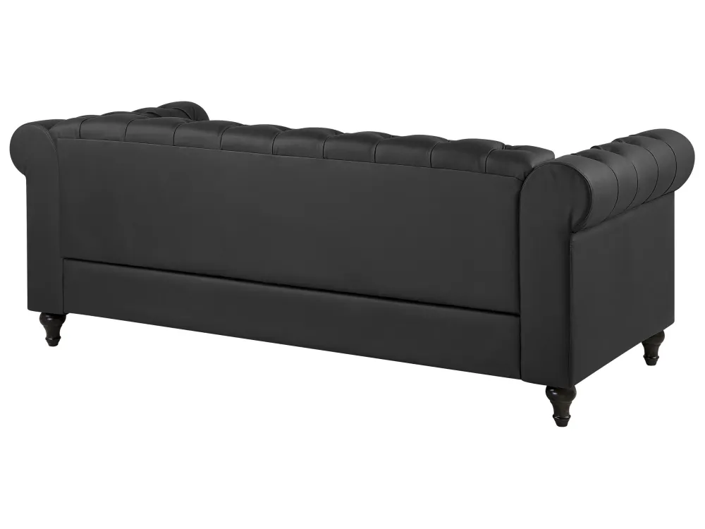 Divano 3 posti pelle sintetica nera CHESTERFIELD per Protezione Superfici