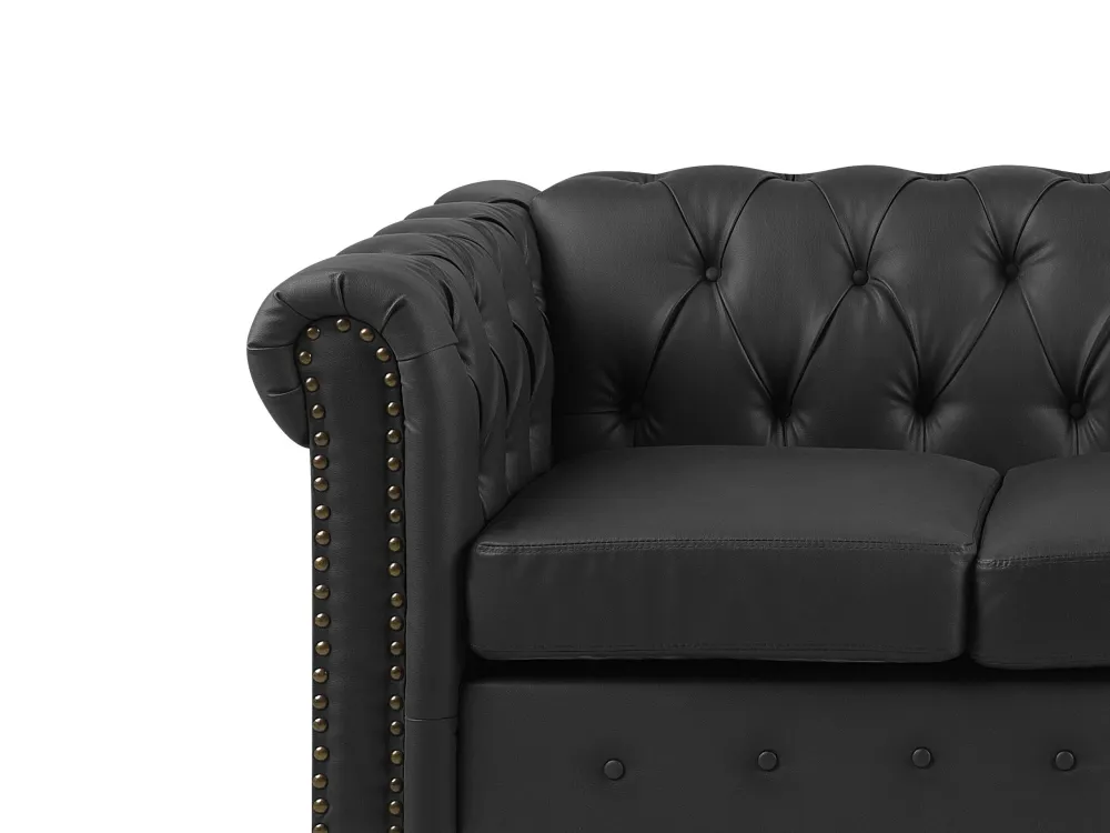 Divano 3 posti pelle sintetica nera CHESTERFIELD per Protezione Superfici