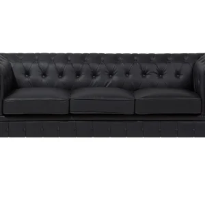 Divano vintage 3 posti pelle nera CHESTERFIELD vasto