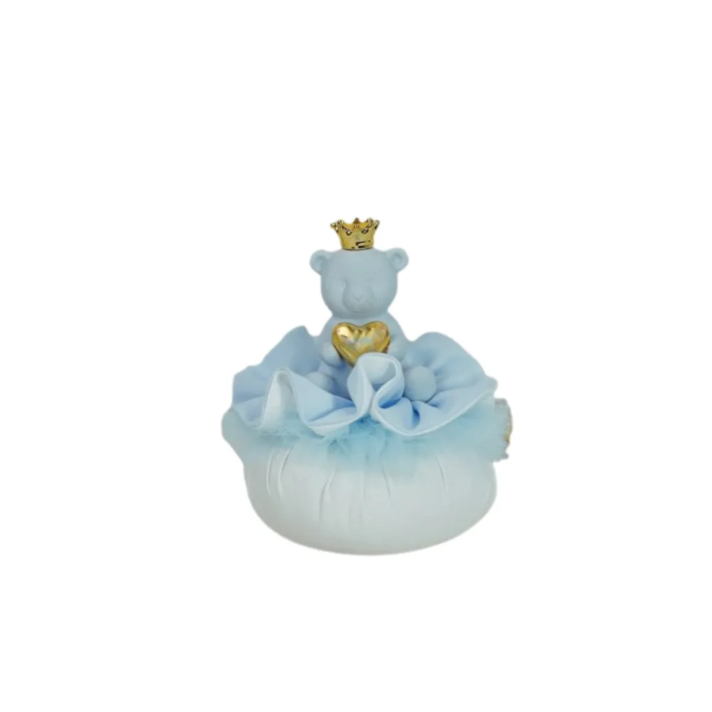 ORSETTO SU POUF L'INFINITO BOMBONIERE | porcellana | Ø13x15cm