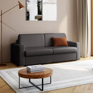 Divano letto 4 posti ribalta con materasso 14 cm - Similpelle Nero CALITO per Tagliaerba Spinta