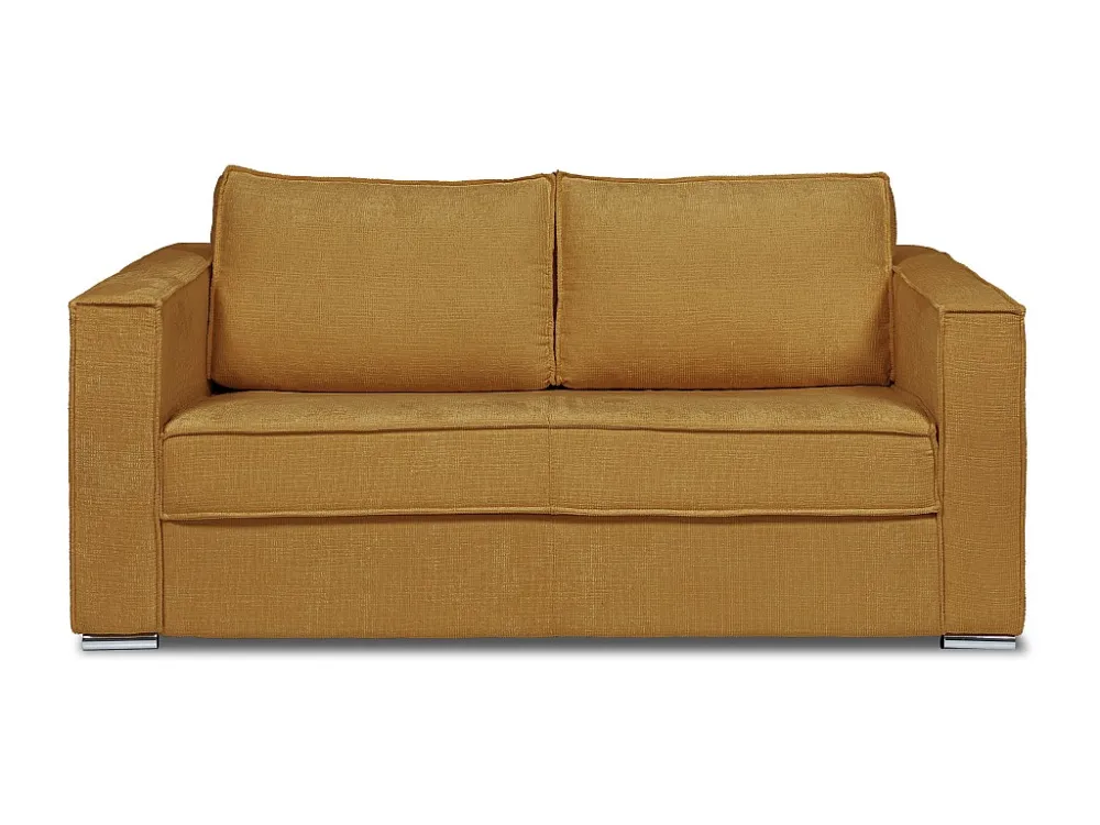 Divano letto 4 posti ribalta Tessuto testurizzato Giallo senape doghe 14 cm LORETO