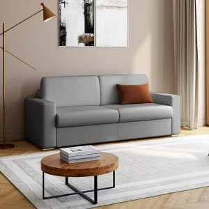 Divano letto ribalta 4 posti 14 cm similpelle Grigio CALITO con 6 Mesi di Garanzia