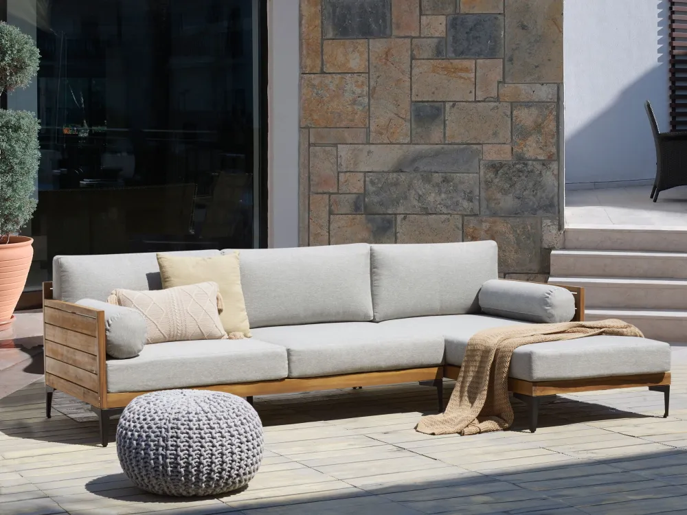Ricambio Originale OEM Divano angolare da giardino 4 posti legno di acacia grigio CAVEZZO