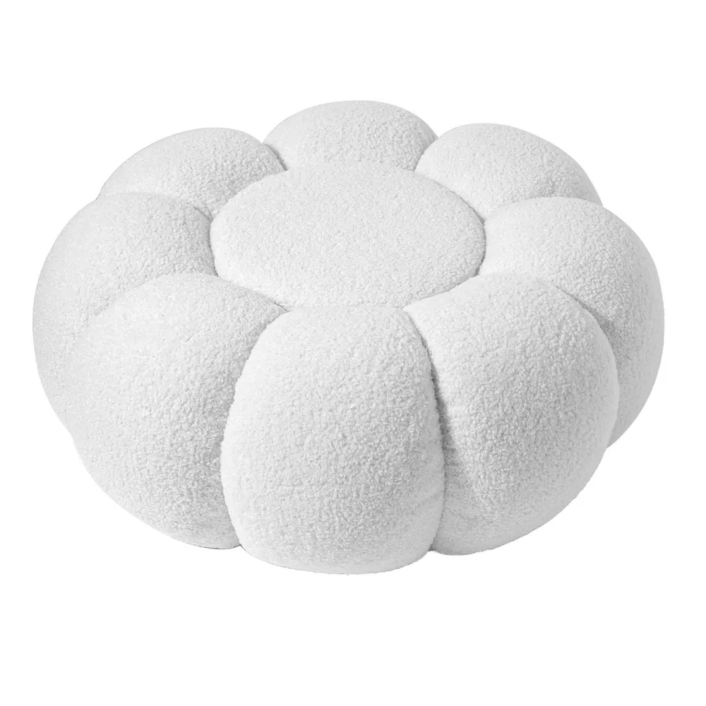 Pouf fiori Arielina Tessuto bouclette bianco