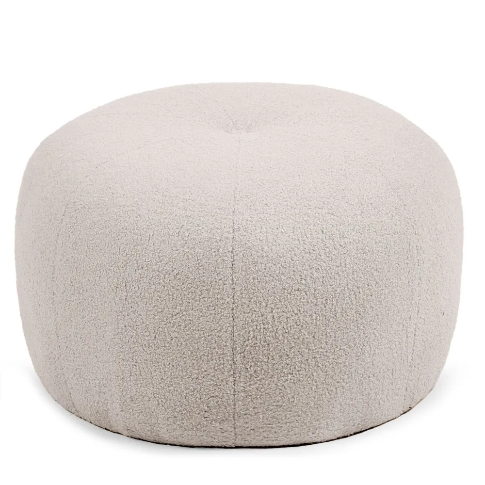 Pouf rotondo stile cocooning Ø55cm Kapilou Tessuto Beige