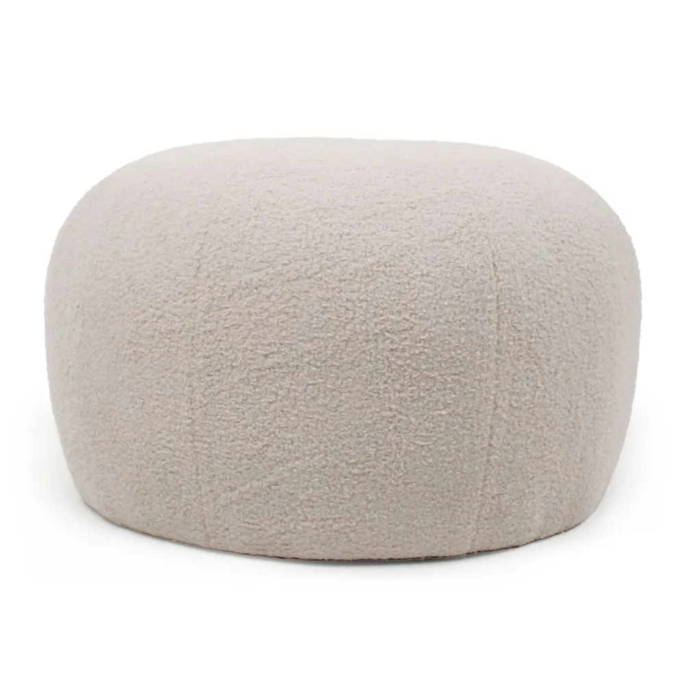 Pouf rotondo stile cocooning Ø55cm Kapilou Tessuto Beige