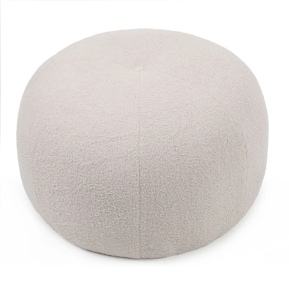Pouf rotondo stile cocooning Ø55cm Kapilou Tessuto Beige