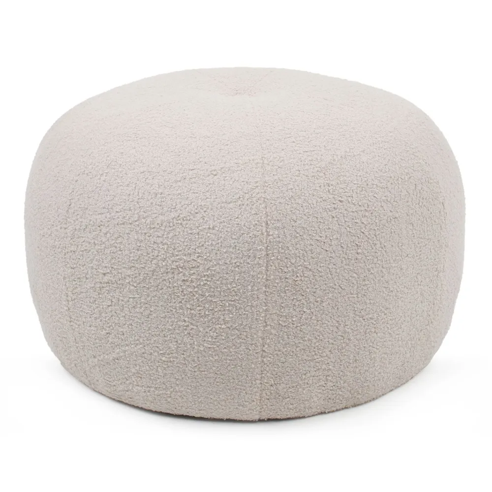 Pouf rotondo stile cocooning Ø55cm Kapilou Tessuto Beige