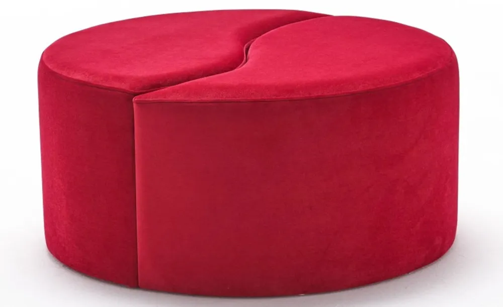 Set di 2 pouf puzzle Ratsel L43xH40cm Velluto rosso