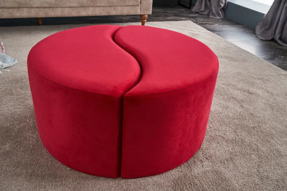 Set di 2 pouf puzzle Ratsel L43xH40cm Velluto rosso