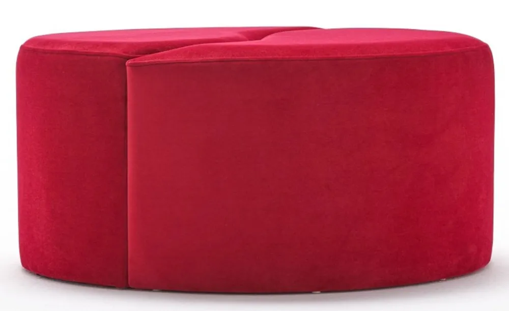 Set di 2 pouf puzzle Ratsel L43xH40cm Velluto rosso