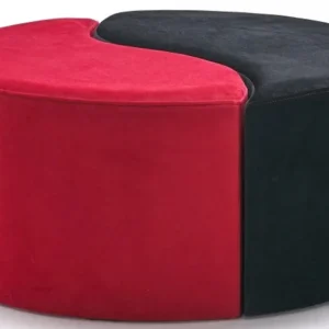 Set di 2 pouf puzzle Ratsel L43xH40cm velluto nero e rosso