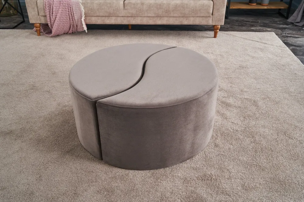 Set di 2 pouf puzzle Ratsel L43xH40cm Velours Taupe