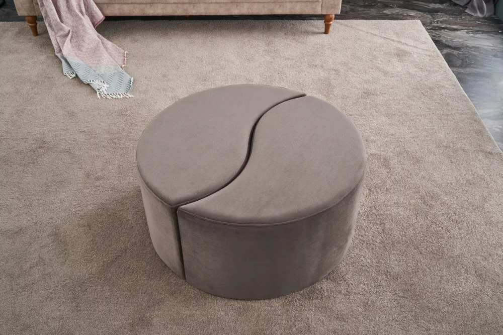Set di 2 pouf puzzle Ratsel L43xH40cm Velours Taupe