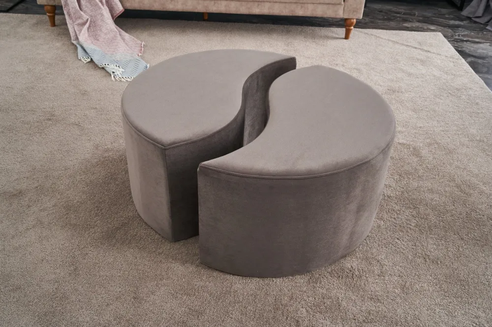 Set di 2 pouf puzzle Ratsel L43xH40cm Velours Taupe