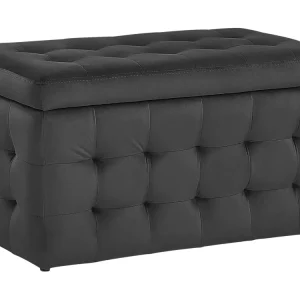 Pouf ottomano con contenitore velluto nero MICHIGAN
