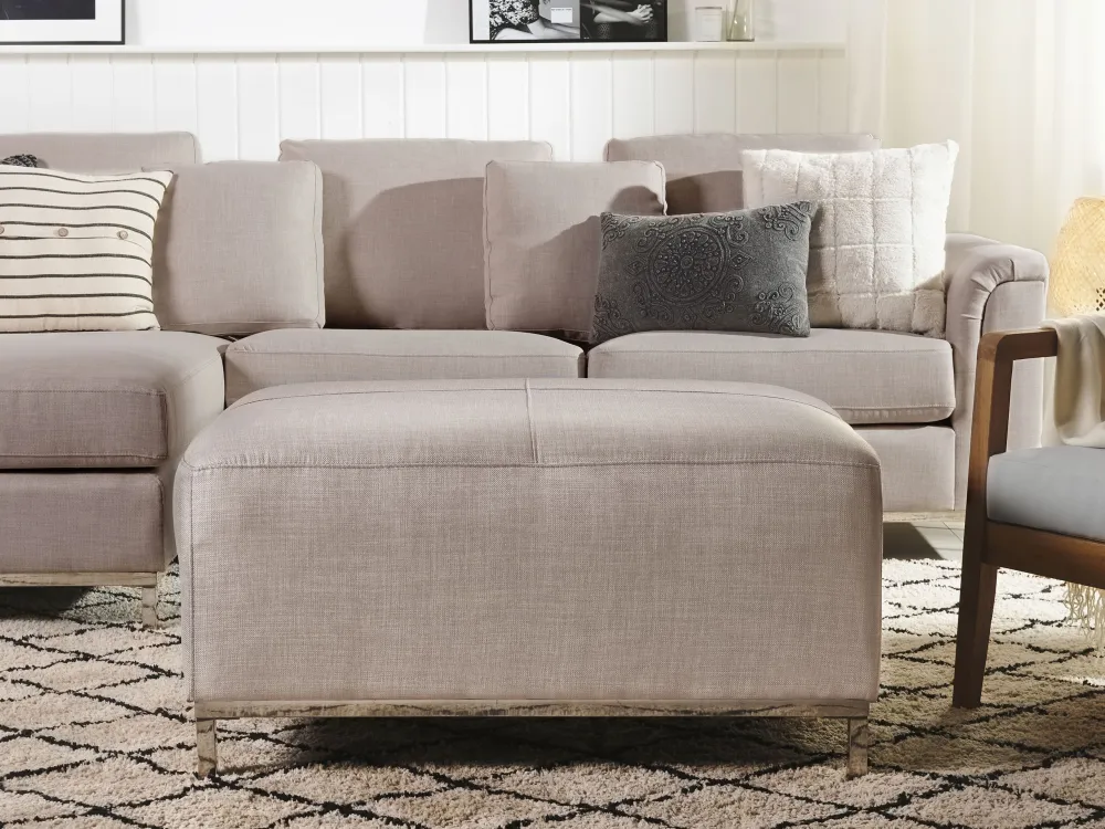 Pouf poggiapiedi ottomano tessuto beige OSLO