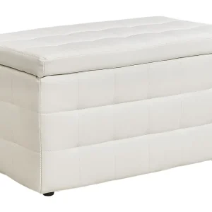 Pouf ottomano con contenitore pelle sintetica bianca MICHIGAN