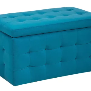 Pouf ottomano con contenitore velluto blu marino MICHIGAN