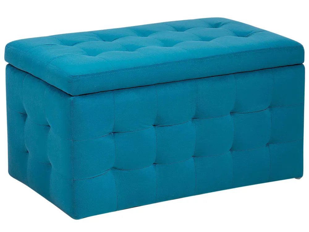 Pouf ottomano con contenitore velluto blu marino MICHIGAN