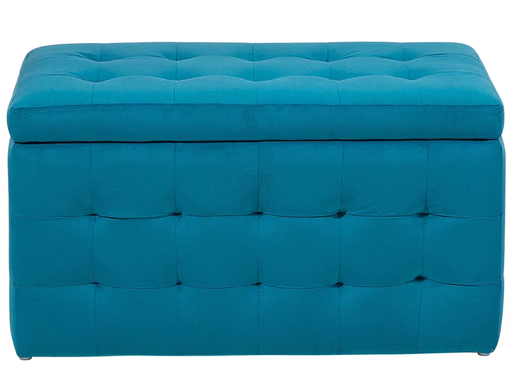 Pouf ottomano con contenitore velluto blu marino MICHIGAN