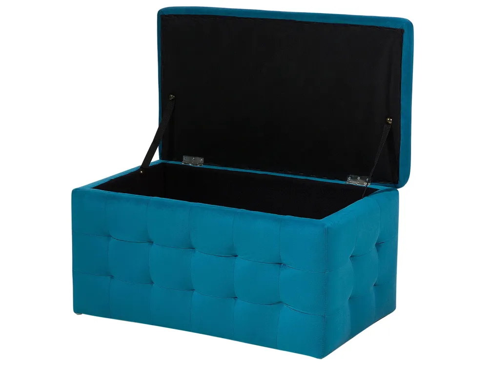 Pouf ottomano con contenitore velluto blu marino MICHIGAN