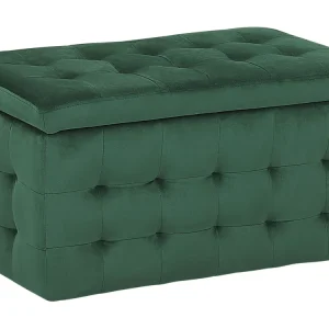 Pouf ottomano con contenitore velluto verde scuro MICHIGAN