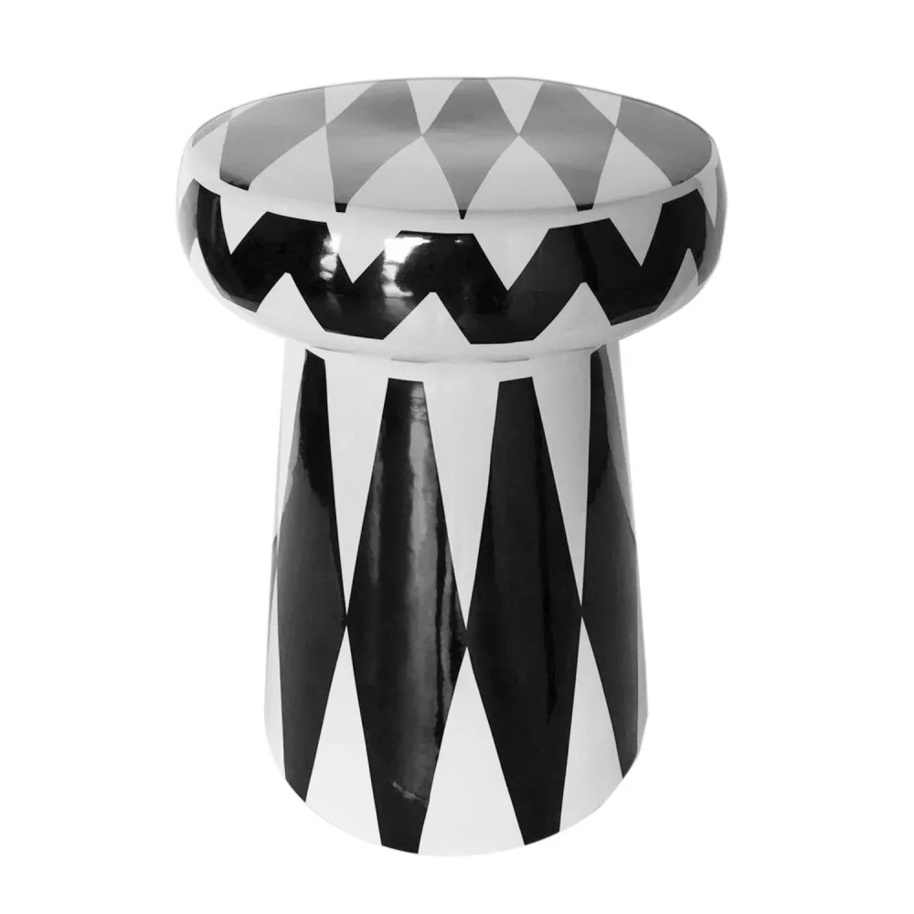 Pouf ceramica Africa bianco e nero