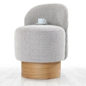 Pouf design Sada Legno chiaro e tessuto grigio